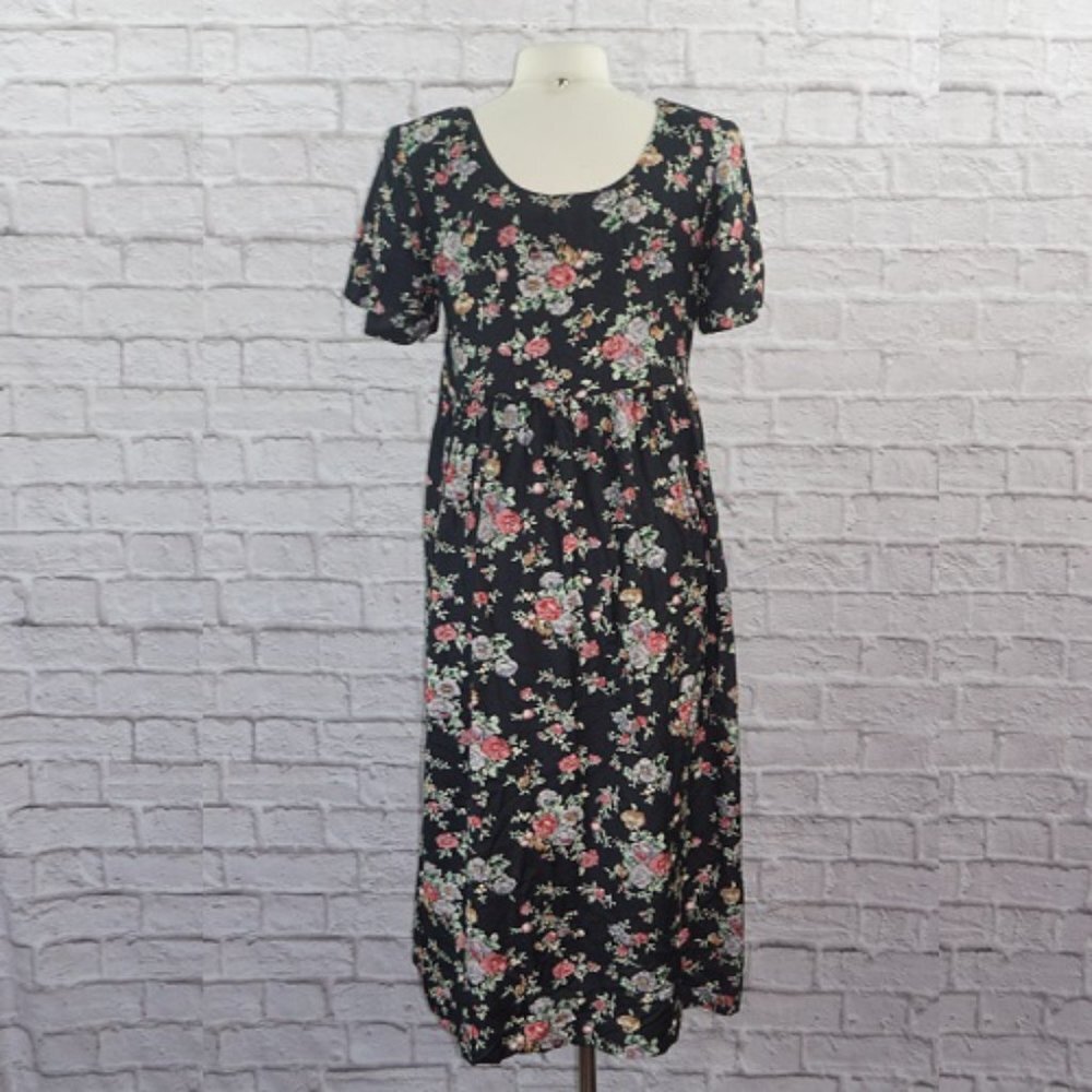 Vintage 80s Floral Midi Dress - Picture 3 of 8
